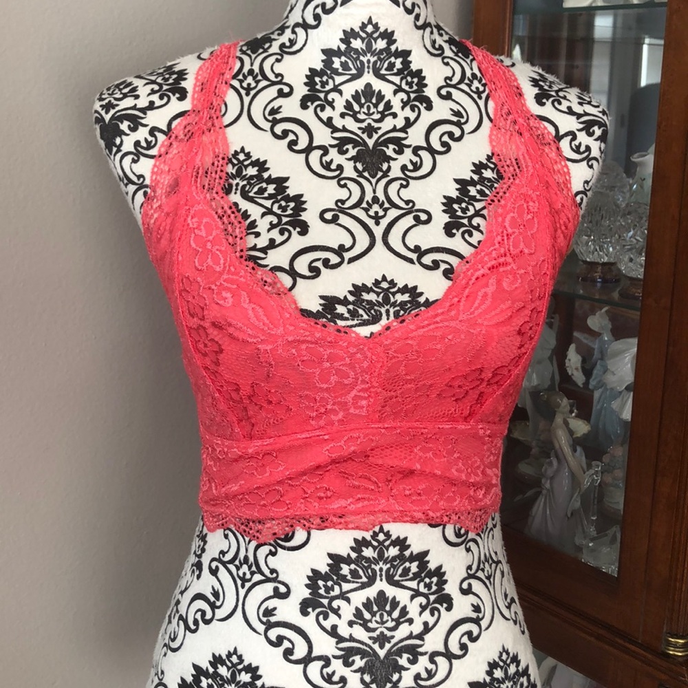 Coral lace bra